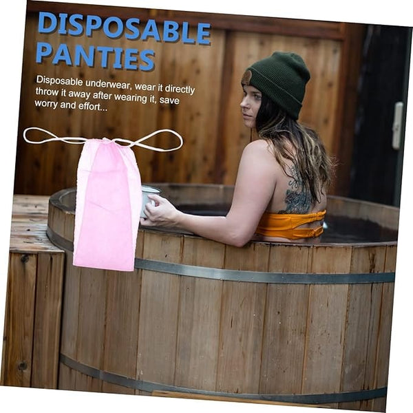 Globalstar Comfort Chic: 50-Pack Women's Disposable Pink Thong Liners - Versatile Underwear for Spa, Maternity & Travel Needs