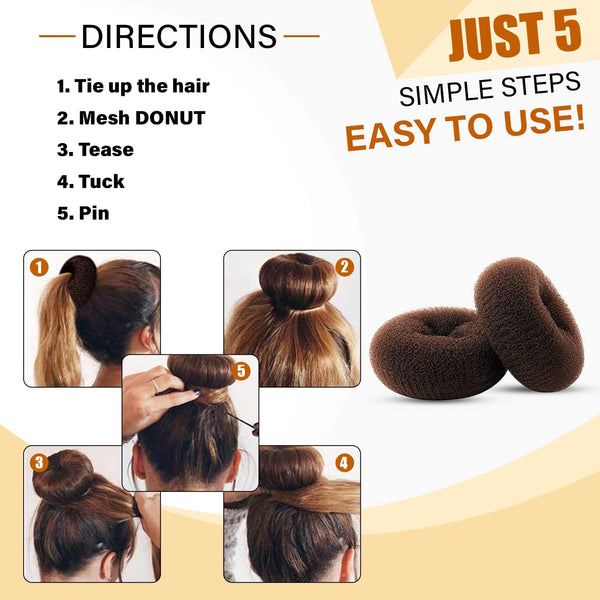 Globalstar Donut Hair Bun Brown 6inches - Embrace Effortless Elegance
