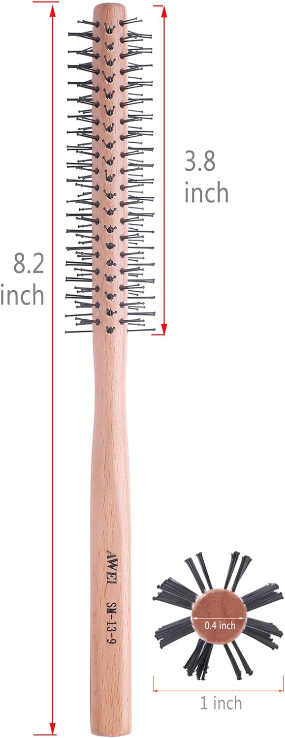 Globalstar 1 Inch Mini Round Brush - Perfect for Short Hair, Bangs, and Beard Styling