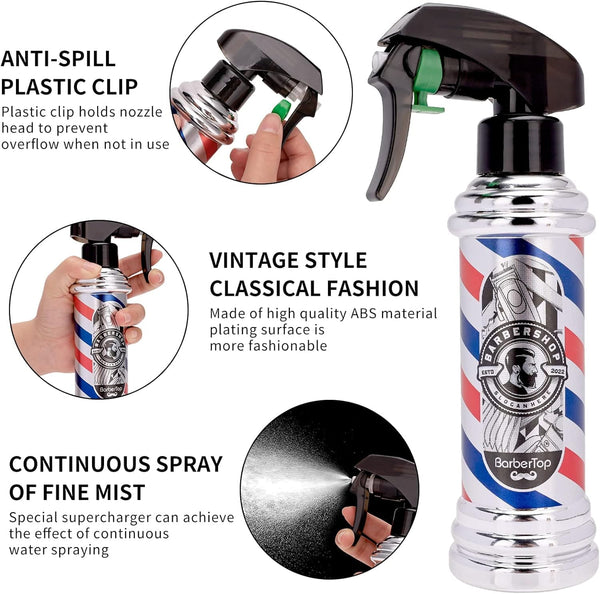 Globalstar Barber's Pole Hair Spray Bottle 200ml- The Stylist's Essential Misting Duo