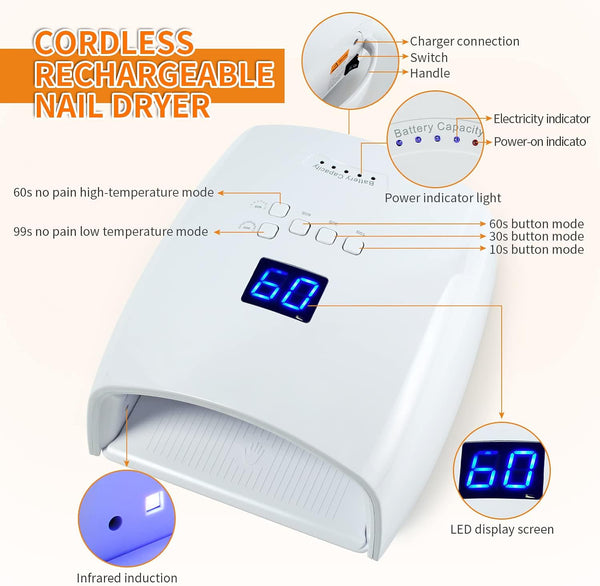 Globalstar Starliddy Dream 48W UV LED Nail Lamp - Rechargeable Gel Light Dryer
