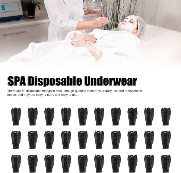 Globalstar Black Disposable Thongs - 50 Pack for Spa, Travel, and Everyday Use