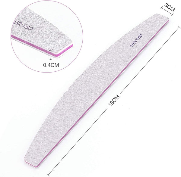 Globalstar Professional Nail Files – 100/180 Grit Reusable Double-Sided Emery Boards (25 PCS)