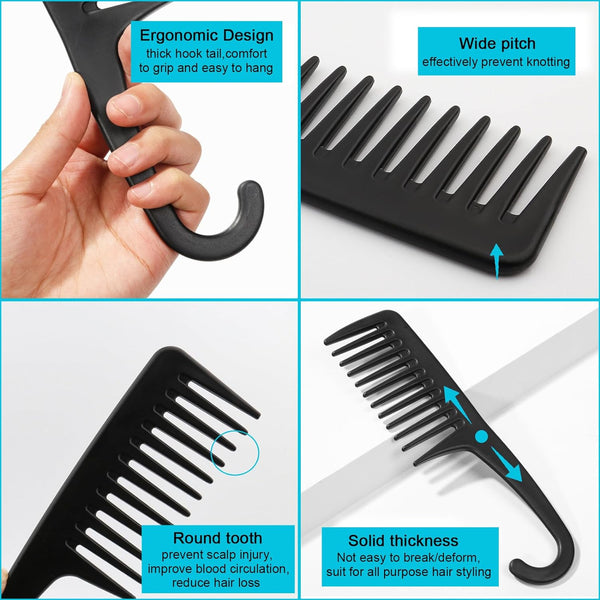 Globalstar Premium Wide Tooth Combs - Effortless Detangling for Curly Goddesses