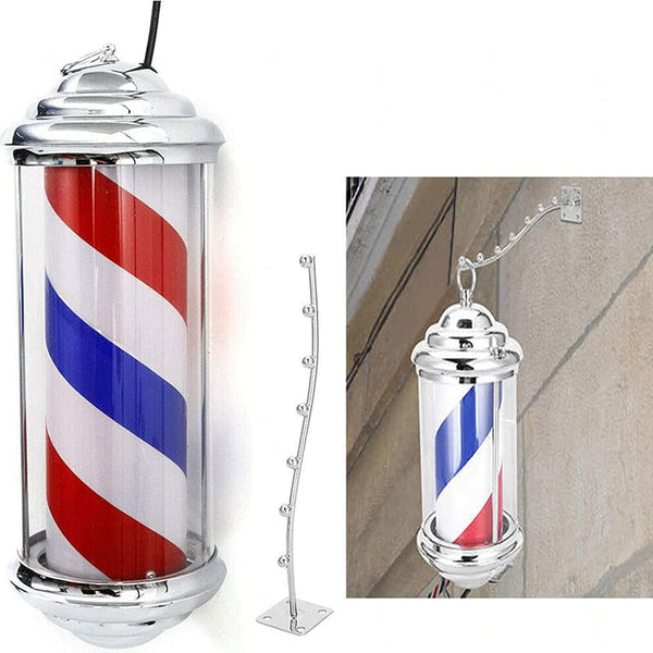 Globalstar Wall Mount Weatherproof Barber Pole - Rotating Salon Decor for a Classic Barber Shop Look