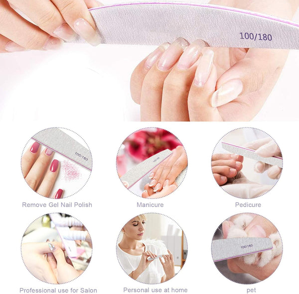 Globalstar Professional Nail Files – 100/180 Grit Reusable Double-Sided Emery Boards (25 PCS)