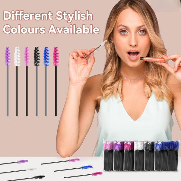 Globalstar 50 Pack Disposable Eyelash Brushes - Adjustable Eyelash Spoolies for Perfect Makeup