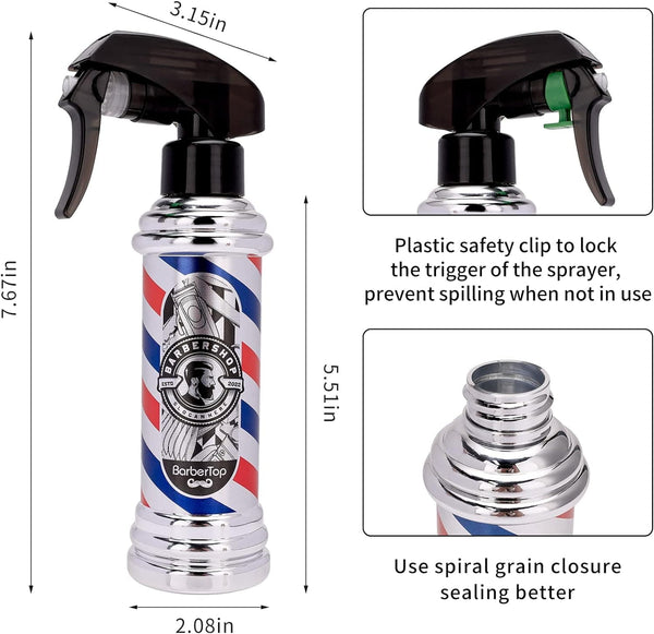 Globalstar Barber's Pole Hair Spray Bottle 200ml- The Stylist's Essential Misting Duo