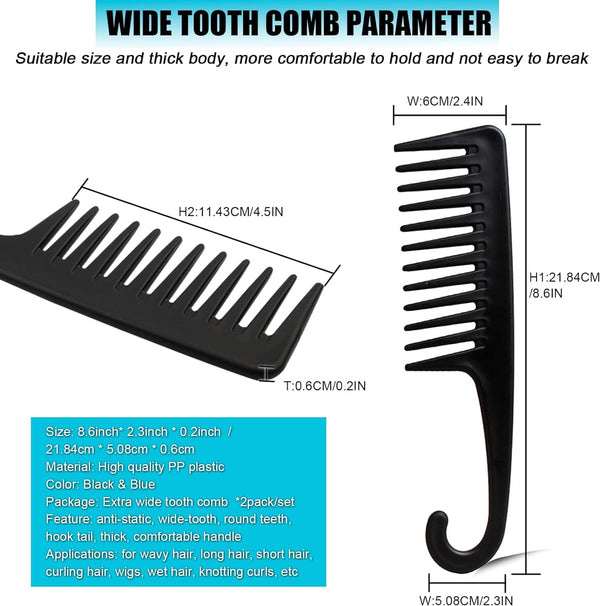 Globalstar Premium Wide Tooth Combs - Effortless Detangling for Curly Goddesses