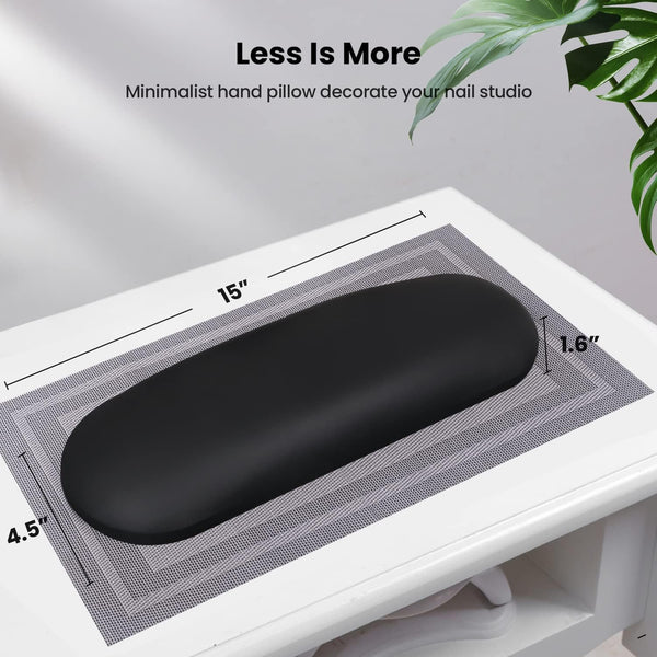 Globalstar Luxury Nail Arm Rest Pillow and Mat Black - Manicure Hand Rest Cushion Pad for Nail Technicians (Black)