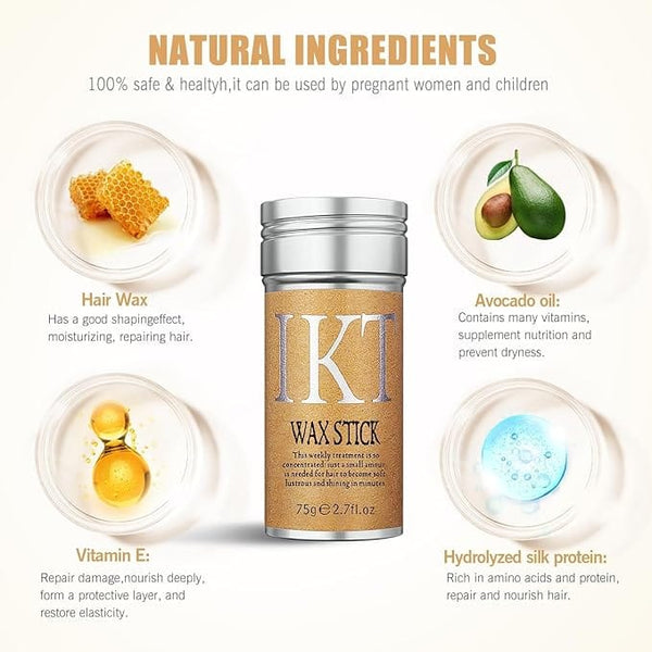 عصا شمع الشعر IKT - شمع تصفيف غير دهني للشعر المستعار الناعم والشعر المتطاير