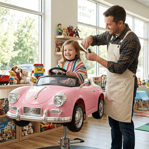 Globalstar DY-F Pink Kids Barber Chair – Vintage Car Hydraulic Children's Salon Chair Chrome Base