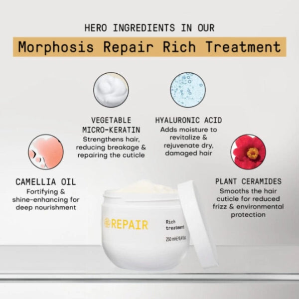 Framesi Morphosis Repair Rich Treatment 500ml – Deep Repair Cream for Damaged, Frizzy Hair