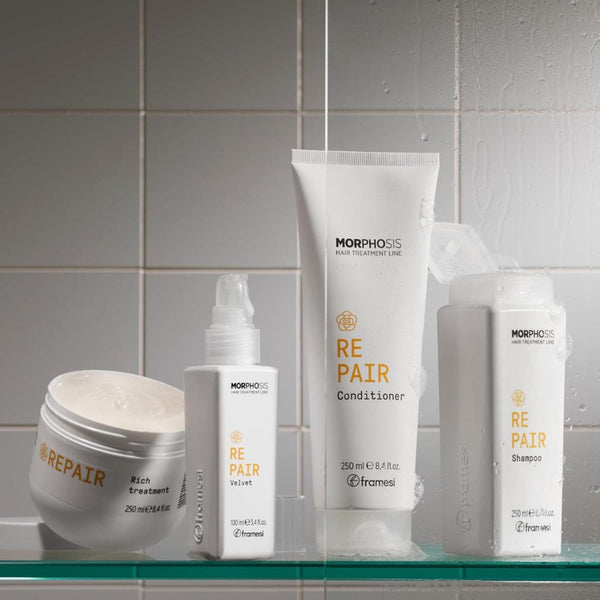 Framesi Morphosis Repair Shampoo 250ml – Fortifying, Moisturizing Cleanser with Camellia Oil for Damaged Hair