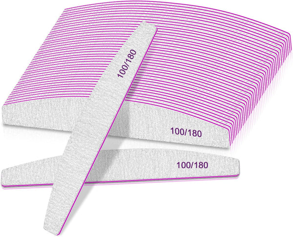 مبرد أظافر جلوبال ستار بروفيشنال 25 قطعة بحبيبات 100/180 - مثالي للأظافر الأكريليكية والطبيعية