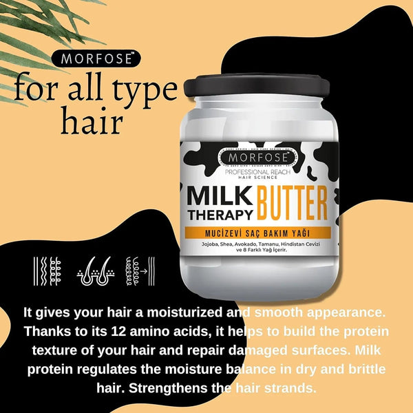 Morfose Milk Therapy Butter Hair Oil (200ml): Nourishing and repairing hair care for all hair types.