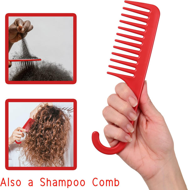 Globalstar Allegro Combs #1002 Wide Tooth Comb Red - The Ultimate Detangling Companion for Curly Locks