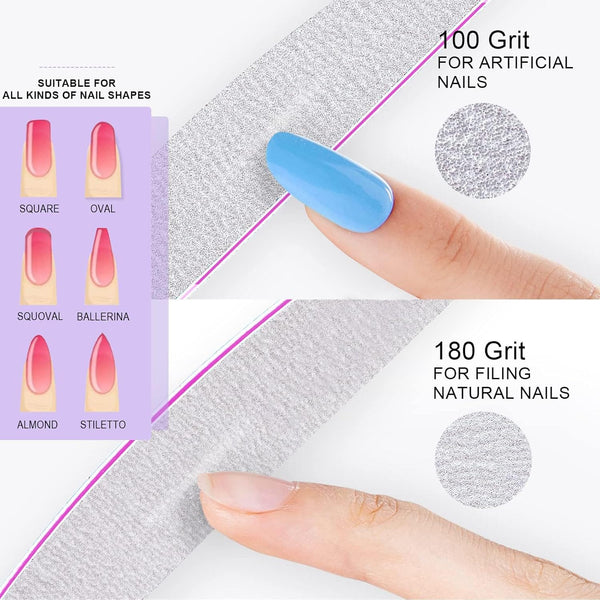 Globalstar Professional Nail Files – 100/180 Grit Reusable Double-Sided Emery Boards (25 PCS)