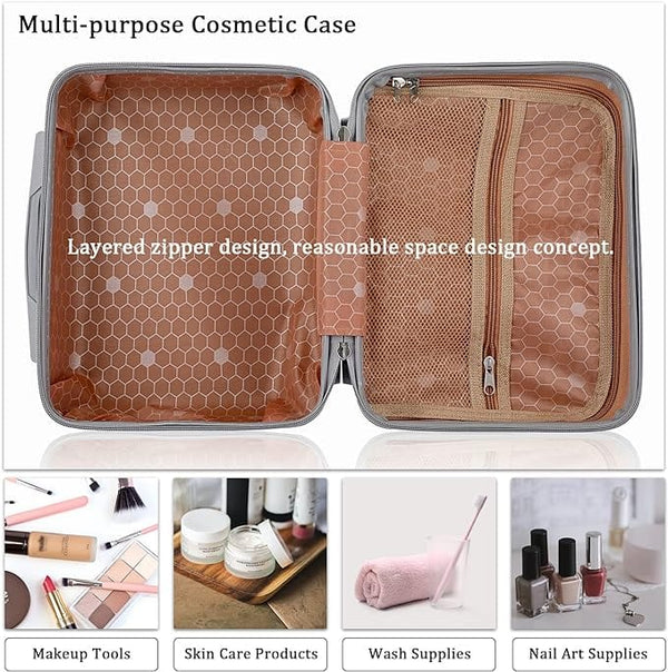 Globalstar Portable Hard Shell Cosmetic Travel Case – Mini ABS Makeup Bag with Elastic Band