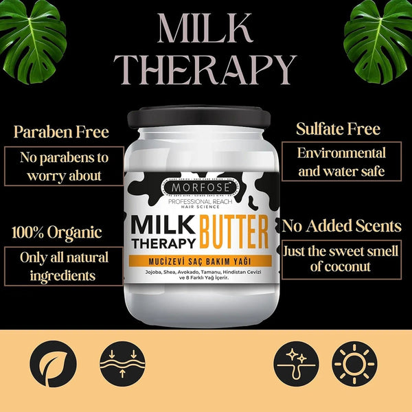 Morfose Milk Therapy Butter Hair Oil (200ml): Nourishing and repairing hair care for all hair types.