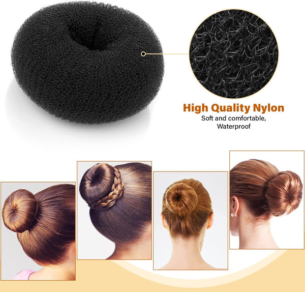 Globalstar Donut Hair Bun Black 6inches - Elegant Hair Styling Tool