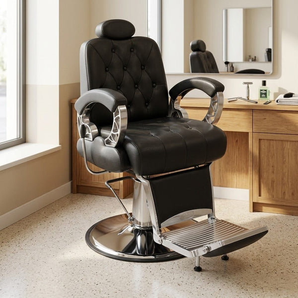 Globalstar 8771-1B Black Premium Barber Chair – Heavy Duty Reclining Hydraulic Salon Chair