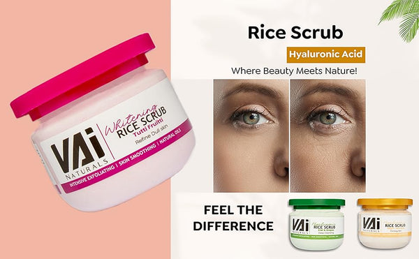 Vai Naturals Tutti Frutti Rice Scrub with Vitamin E – Exfoliating & Whitening Facial Scrub for Radiant Skin, 280ml