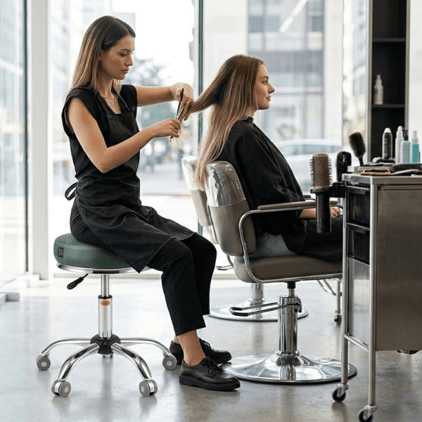 Globalstar Sage Green Professional Salon Stool 3018SX-GQ – Adjustable Hydraulic Rolling Stool with Chrome Base