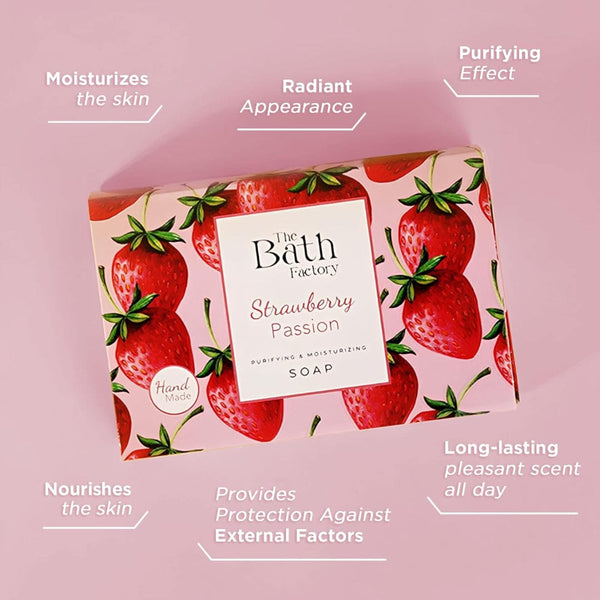 The Bath Factory Strawberry Passion Soap – Hydrating Cleansing Bar, 80g