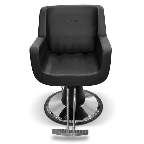 Globalstar 2028B Black Leather Salon Chair – Armrests & Stainless Steel Footrest