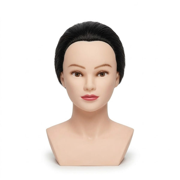 Globalstar Mannequin Training Head – Professional Black Hair Practice Head for Hairdressing