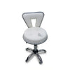 Globalstar 3015-KB White Leather Salon Stool – Adjustable Hydraulic Rolling Chair with Chrome Base