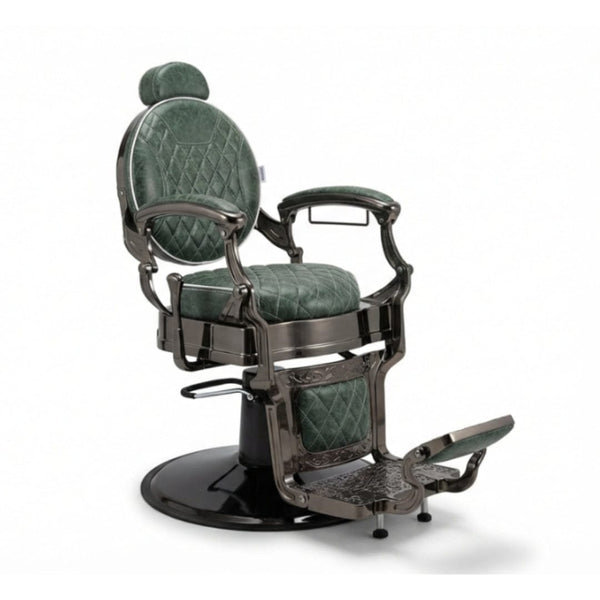 Globalstar Barber Chair Green Black BX-2951-1 – 360° Rotating Reclining Professional Salon Chair