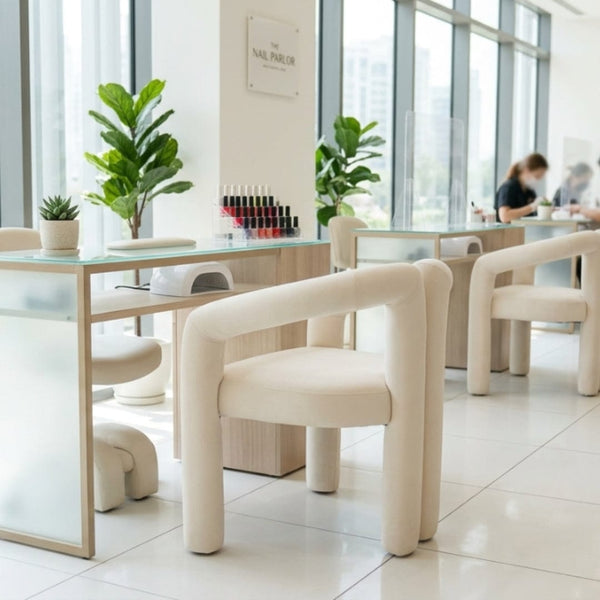 GlobalStar YT-2 Modern White Manicure Chair – Curved Armrests Nail Technician Salon Chair