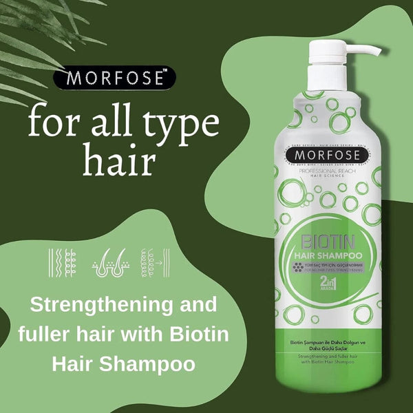 Morfose Biotin Hair Care Kit – 1000ml Shampoo, 500ml Mask & 400ml 2-Phase Conditioner for Strong, Healthy Hair