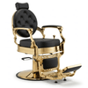 Globalstar BX-2009 Luxury Barber Chair – Black Leather Button-Tufted Salon Chair with Gold Frame