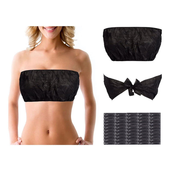 Globalstar Disposable Non Woven Bra Tube Top With Tie Black 50pcs BW-102 - Awarid UAE