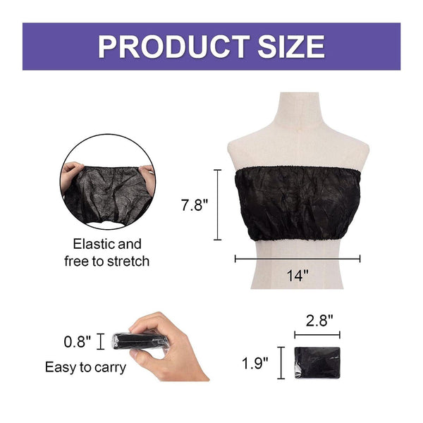 Globalstar Disposable Non Woven Bra Tube Top With Tie Black 50pcs BW-102 - Awarid UAE