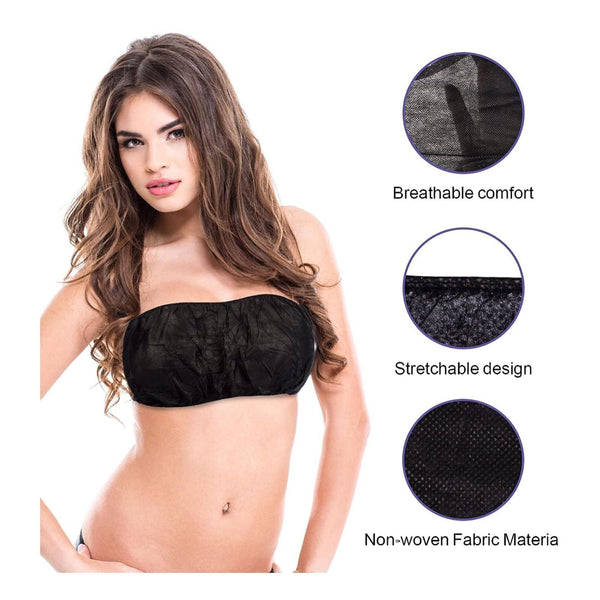 Globalstar Disposable Non Woven Bra Tube Top With Tie Black 50pcs BW-102 - Awarid UAE