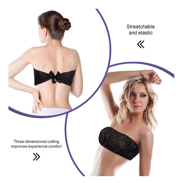 Globalstar Disposable Non Woven Bra Tube Top With Tie Black 50pcs BW-102 - Awarid UAE