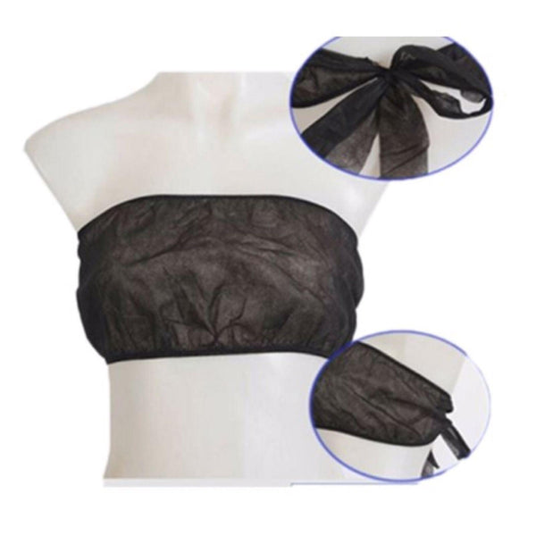 Globalstar Disposable Non Woven Bra Tube Top With Tie Black 50pcs BW-102 - Awarid UAE