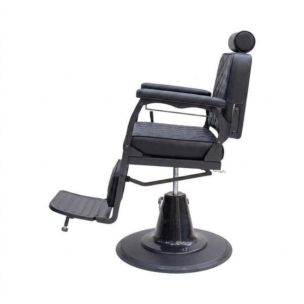 Black barber chair on a white background