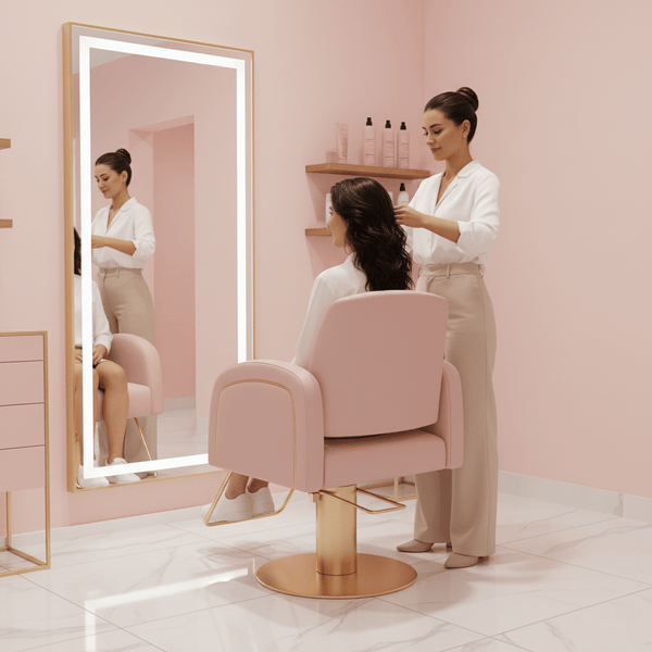 Globalstar Pink Hairdressing Chair - Stylish Salon Styling Furniture with Ergonomic Design and Adjustable Height