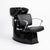 Globalstar 4014 shampoo chair infographic showing premium PU leather upholstery, ergonomic curved backrest and stainless steel chrome armrests on black ceramic basin unit