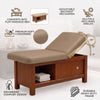 Globalstar 4783BI massage bed features infographic showing adjustable backrest, premium cushioning, ergonomic design and heavy-duty frame