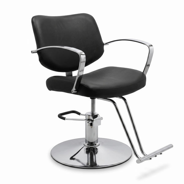 Globalstar AW-556-B Premium Black Leather Styling & Makeup Chair – Stainless Steel Salon Chair for Women