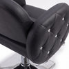 Globalstar BX-3010 black leather crystal tufted styling chair in modern white marble and gold luxury salon