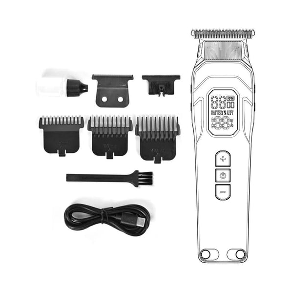 Globalstar Professional Detail Trimmer 8000 RPM – High-Speed Type‑C Rechargeable Hair & Beard Clipper with LED Battery Display