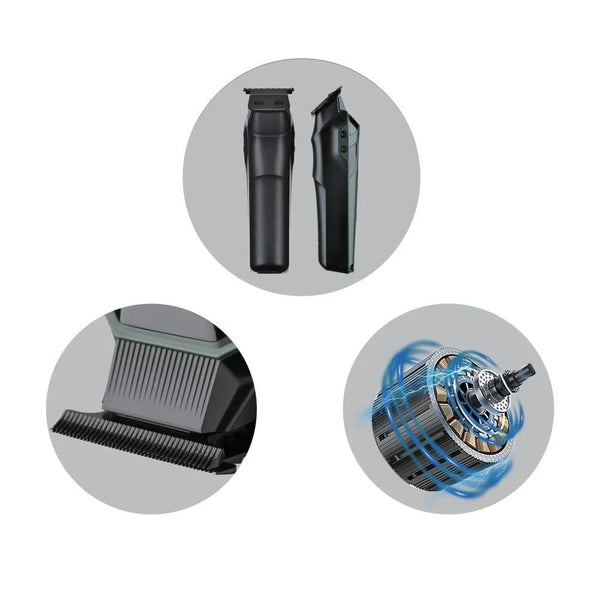 Globalstar Professional Detail Trimmer 8000 RPM – High-Speed Type‑C Rechargeable Hair & Beard Clipper with LED Battery Display