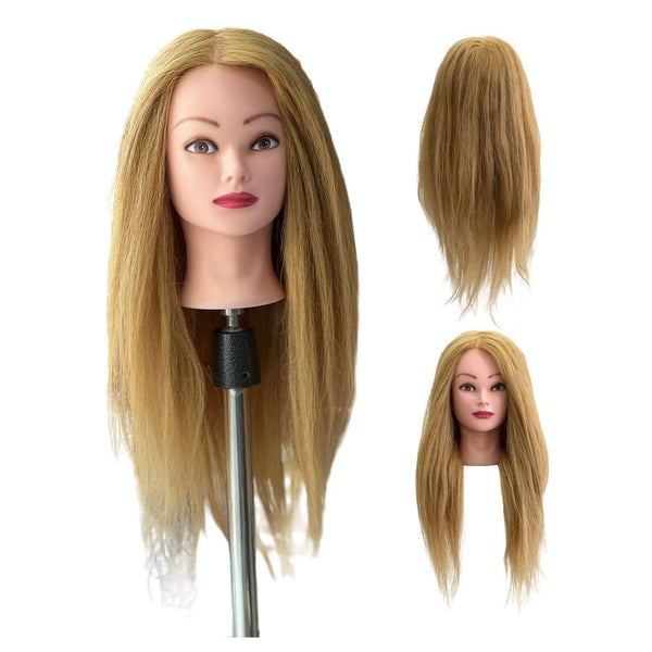 Globalstar Mannequin Training Head With 100% 24 inches Human Hair Blonde Color HJ-102 - Awarid UAE
